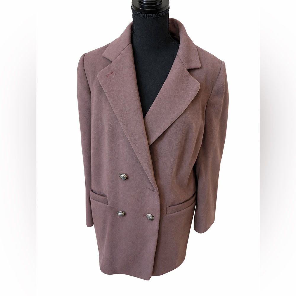 Talbots 100% Wool Double Breasted Blazer Brown Vintage USA Made Career Jacket